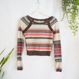 Free People Cropped Knit Sweater Striped